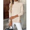 Zeagoo Women’s Turtleneck Sweater Long Sleeve Spilt Hem Casual Knit Pullover Chunky Fall Winter Jumper Top 2026(Beige)