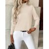 Zeagoo Women’s Turtleneck Sweater Long Sleeve Spilt Hem Casual Knit Pullover Chunky Fall Winter Jumper Top 2026(Beige)