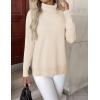 Zeagoo Women’s Turtleneck Sweater Long Sleeve Spilt Hem Casual Knit Pullover Chunky Fall Winter Jumper Top 2026(Beige)