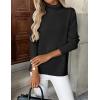 Zeagoo Women’s Turtleneck Sweater Long Sleeve Spilt Hem Casual Knit Pullover Chunky Fall Winter Jumper Top 2026(Black)