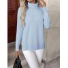 Zeagoo Women’s Turtleneck Sweater Long Sleeve Spilt Hem Casual Knit Pullover Chunky Fall Winter Jumper Top 2026(Blue)