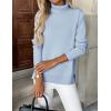 Zeagoo Women’s Turtleneck Sweater Long Sleeve Spilt Hem Casual Knit Pullover Chunky Fall Winter Jumper Top 2026(Blue)