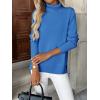Zeagoo Women’s Turtleneck Sweater Long Sleeve Spilt Hem Casual Knit Pullover Chunky Fall Winter Jumper Top 2026(Bright Blue)