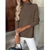 Zeagoo Women’s Turtleneck Sweater Long Sleeve Spilt Hem Casual Knit Pullover Chunky Fall Winter Jumper Top 2026(Brown)