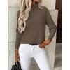 Zeagoo Women’s Turtleneck Sweater Long Sleeve Spilt Hem Casual Knit Pullover Chunky Fall Winter Jumper Top 2026(Brown)