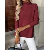 Zeagoo Women’s Turtleneck Sweater Long Sleeve Spilt Hem Casual Knit Pullover Chunky Fall Winter Jumper Top 2026(Deep Red)