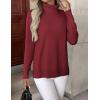 Zeagoo Women’s Turtleneck Sweater Long Sleeve Spilt Hem Casual Knit Pullover Chunky Fall Winter Jumper Top 2026(Deep Red)