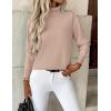 Zeagoo Women’s Turtleneck Sweater Long Sleeve Spilt Hem Casual Knit Pullover Chunky Fall Winter Jumper Top 2026(Khaki)