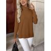 Zeagoo Women’s Turtleneck Sweater Long Sleeve Spilt Hem Casual Knit Pullover Chunky Fall Winter Jumper Top 2026(Light Brown)
