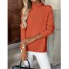 Zeagoo Women’s Turtleneck Sweater Long Sleeve Spilt Hem Casual Knit Pullover Chunky Fall Winter Jumper Top 2026(Orange)
