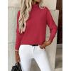 Zeagoo Women’s Turtleneck Sweater Long Sleeve Spilt Hem Casual Knit Pullover Chunky Fall Winter Jumper Top 2026(Red)