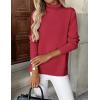 Zeagoo Women’s Turtleneck Sweater Long Sleeve Spilt Hem Casual Knit Pullover Chunky Fall Winter Jumper Top 2026(Red)