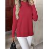 Zeagoo Women’s Turtleneck Sweater Long Sleeve Spilt Hem Casual Knit Pullover Chunky Fall Winter Jumper Top 2026(Red)