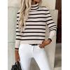 Zeagoo Women’s Turtleneck Sweater Long Sleeve Spilt Hem Casual Knit Pullover Chunky Fall Winter Jumper Top 2026(Tw5-stripe)