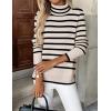 Zeagoo Women’s Turtleneck Sweater Long Sleeve Spilt Hem Casual Knit Pullover Chunky Fall Winter Jumper Top 2026(Tw5-stripe)