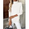 Zeagoo Women’s Turtleneck Sweater Long Sleeve Spilt Hem Casual Knit Pullover Chunky Fall Winter Jumper Top 2026(White)