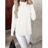 Zeagoo Women’s Turtleneck Sweater Long Sleeve Spilt Hem Casual Knit Pullover Chunky Fall Winter Jumper Top 2026(White)