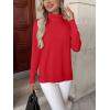 Zeagoo Women’s Turtleneck Sweater Long Sleeve Spilt Hem Casual Knit Pullover Chunky Fall Winter Jumper Top 2026(Xmas Red)
