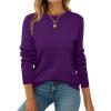 ZEAGOO Womens Sweaters Long Sleeve Tops Crew Neck Knit Pullover Sweaters Fall Fashion 2026 Dressy Casual Basic Clothes(A Purple)