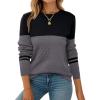 ZEAGOO Womens Sweaters Long Sleeve Tops Crew Neck Knit Pullover Sweaters Fall Fashion 2026 Dressy Casual Basic Clothes(Black-gray)