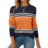 ZEAGOO Womens Sweaters Long Sleeve Tops Crew Neck Knit Pullover Sweaters Fall Fashion 2026 Dressy Casual Basic Clothes(Orange)