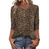 Zeagoo 3/4 Length Sleeve Women Tops Crew Neck Blouses Dressy Casual Summer T Shirts Loose Fit Business Work Clothes(An136-leopard Print)