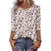 Zeagoo 3/4 Length Sleeve Women Tops Crew Neck Blouses Dressy Casual Summer T Shirts Loose Fit Business Work Clothes(An443-apricot)