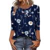 Zeagoo 3/4 Length Sleeve Women Tops Crew Neck Blouses Dressy Casual Summer T Shirts Loose Fit Business Work Clothes(Bf318-navy Flower)