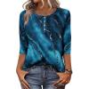 Zeagoo 3/4 Length Sleeve Women Tops Crew Neck Blouses Dressy Casual Summer T Shirts Loose Fit Business Work Clothes(Cx287-blue Green)