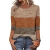 Zeagoo 3/4 Length Sleeve Women Tops Crew Neck Blouses Dressy Casual Summer T Shirts Loose Fit Business Work Clothes(Jh398-geometric)