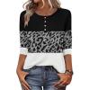 Zeagoo 3/4 Length Sleeve Women Tops Crew Neck Blouses Dressy Casual Summer T Shirts Loose Fit Business Work Clothes(Jh519-color Block)