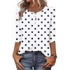 Zeagoo 3/4 Length Sleeve Women Tops Crew Neck Blouses Dressy Casual Summer T Shirts Loose Fit Business Work Clothes(Jh592-polka Dots)