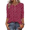 Zeagoo 3/4 Length Sleeve Women Tops Crew Neck Blouses Dressy Casual Summer T Shirts Loose Fit Business Work Clothes(Kt52-red Love)
