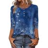 Zeagoo 3/4 Length Sleeve Women Tops Crew Neck Blouses Dressy Casual Summer T Shirts Loose Fit Business Work Clothes(Mz712-blue)