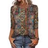Zeagoo 3/4 Length Sleeve Women Tops Crew Neck Blouses Dressy Casual Summer T Shirts Loose Fit Business Work Clothes(Mz721)