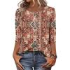 Zeagoo 3/4 Length Sleeve Women Tops Crew Neck Blouses Dressy Casual Summer T Shirts Loose Fit Business Work Clothes(Mz896)