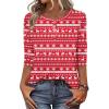 Zeagoo 3/4 Length Sleeve Women Tops Crew Neck Blouses Dressy Casual Summer T Shirts Loose Fit Business Work Clothes(Sd142-red)