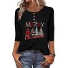 Zeagoo 3/4 Length Sleeve Women Tops Crew Neck Blouses Dressy Casual Summer T Shirts Loose Fit Business Work Clothes(Sd487-black)
