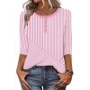 Zeagoo 3/4 Length Sleeve Women Tops Crew Neck Blouses Dressy Casual Summer T Shirts Loose Fit Business Work Clothes(Tz300-pink)