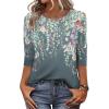 Zeagoo 3/4 Length Sleeve Women Tops Crew Neck Blouses Dressy Casual Summer T Shirts Loose Fit Business Work Clothes(Wf71-grey)