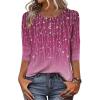 Zeagoo 3/4 Length Sleeve Women Tops Crew Neck Blouses Dressy Casual Summer T Shirts Loose Fit Business Work Clothes(Xh370-purple)