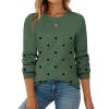 Zeagoo Fall Sweaters for Women 2025 Casual Crewneck Knit Long Sleeve Loose Pullover Sweater Outfits Tops(Green Polka Dot)