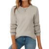 Zeagoo Fall Sweaters for Women 2025 Casual Crewneck Knit Long Sleeve Loose Pullover Sweater Outfits Tops(Khaki)