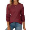 Zeagoo Fall Sweaters for Women 2025 Casual Crewneck Knit Long Sleeve Loose Pullover Sweater Outfits Tops(Wine Red)