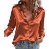 Zeagoo Satin Blouses for Women Casual Long Sleeve Button Down Silk Shirts Dressy Business Work Tunic Top(Caramel)