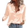 Zeagoo Satin Blouses for Women Casual Long Sleeve Button Down Silk Shirts Dressy Business Work Tunic Top(Champagne)