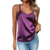Zeagoo Silk Camisole Tops for Women 2026 V Neck Satin Tank Top Spaghetti Strap Cross Back Sleeveless Summer Blouses(1 Pack: Purple)