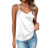 Zeagoo Silk Camisole Tops for Women 2026 V Neck Satin Tank Top Spaghetti Strap Cross Back Sleeveless Summer Blouses(1 Pack: White)