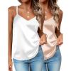 Zeagoo Silk Camisole Tops for Women 2026 V Neck Satin Tank Top Spaghetti Strap Cross Back Sleeveless Summer Blouses(2 Pack: Champagne+white)