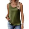 Zeagoo Silk Satin Tank Tops for Women Scoop Neck Sleeveless Camisole Tops 2026 Summer Basic Blouses(Army Green)